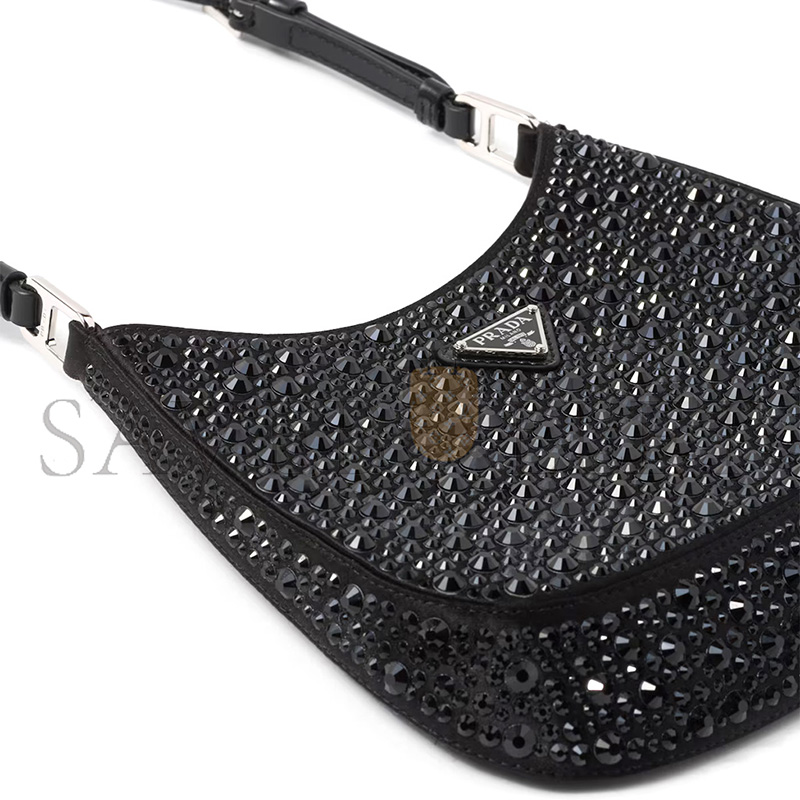 Pra*a cleo satin bag with crystals 1bc169 (22*18.5*4.5cm)